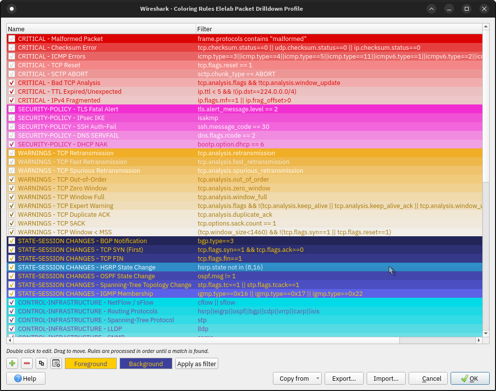 Wireshark Profile colorizer
